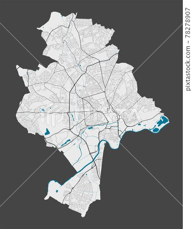 Detailed map of Nottingham city, Cityscape. Royalty free vector illustration. Detailed map of Nottingham city, Cityscape. Royalty free vector illustration. 78278907