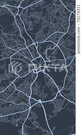 Detailed map of Bradford city, linear print map. Cityscape panorama. 78278931