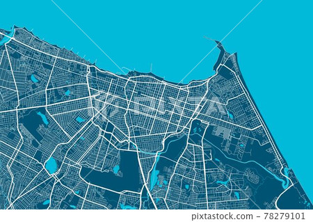 Detailed map of Fortaleza city, linear print map. Cityscape panorama. Detailed map of Fortaleza city, linear print map. Cityscape panorama. 78279101