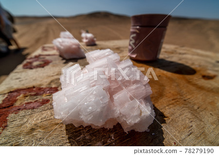 A pink salt crystal beside the road in namibia A pink salt crystal beside the road in namibia 78279190