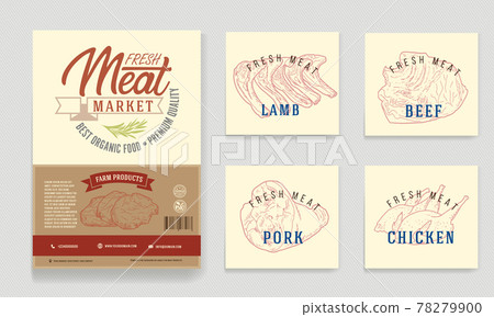 Fresh raw meat engraved design - Stock Illustration [78279900] - PIXTA