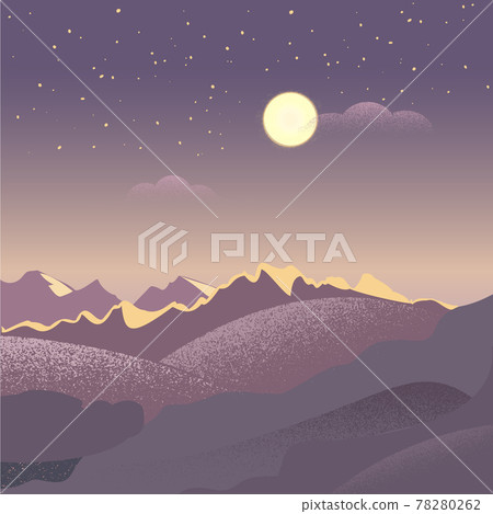 Night in the mountains, moon and stars 78280262