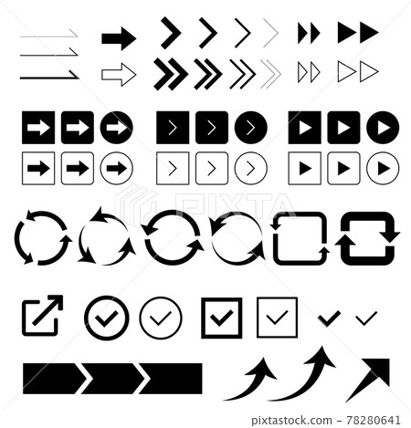 Arrows, buttons, checks, icon set - Stock Illustration [78280641] - PIXTA