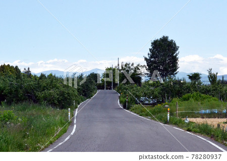 Fresh green farm road in the suburbs of Hirosaki City, Aomori Prefecture 78280937