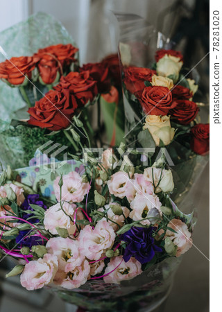 Beautiful colorful mixed flower bouquet still life Beautiful colorful mixed flower bouquet still life 78281020