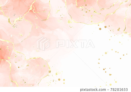Abstract dusty blush liquid watercolor background with golden cracks and stains. Pastel pink marble alcohol ink drawing effect. Vector illustration design template for wedding invitation Abstract dusty blush liquid watercolor background with golden cracks and stains. Pastel pink marble alcohol ink drawing effect. Vector illustration design template for wedding invitation 78281633