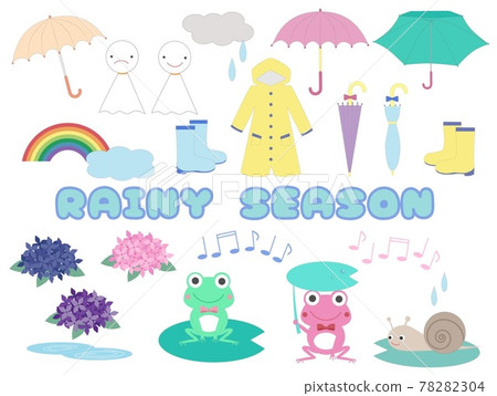 可愛的雨插圖素材集 78282304