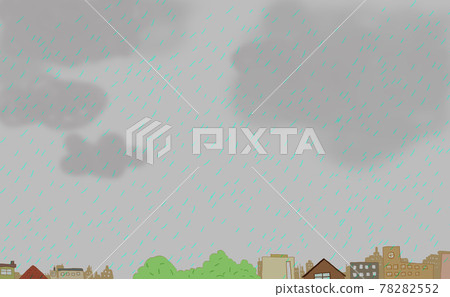 一個多雨的住宅區的視圖。 78282552