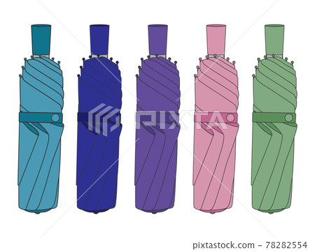 Folding umbrella illustration 5 color set Folding umbrella illustration 5 color set 78282554
