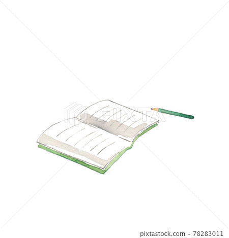 用水彩畫的鉛筆和筆記本 78283011