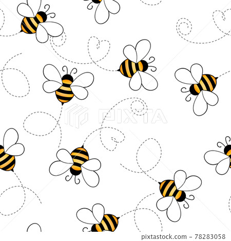 Seamless pattern with bees on white background.... - Stock Illustration ...