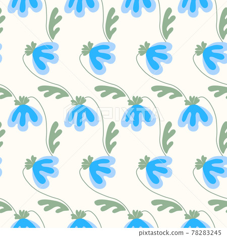 Seamless floral pattern based on traditional folk art ornaments. Colorful flowers on light background. Scandinavian style. Sweden nordic style. Vector illustration. Simple minimalistic pattern Seamless floral pattern based on traditional folk art ornaments. Colorful flowers on light background. Scandinavian style. Sweden nordic style. Vector illustration. Simple minimalistic pattern 78283245