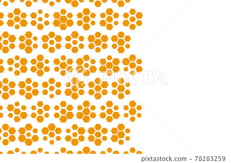 Background with golden honeycomb shapes. Vector illustration. Pattern with glitter effect. Template texture for invitation, poster, card, banner, announcements and others. Copy space 78283259
