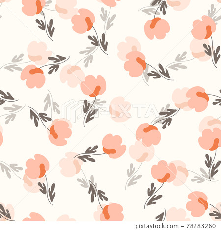 Seamless floral pattern based on traditional folk art ornaments. Colorful flowers on light background. Scandinavian style. Sweden nordic style. Vector illustration. Simple minimalistic pattern Seamless floral pattern based on traditional folk art ornaments. Colorful flowers on light background. Scandinavian style. Sweden nordic style. Vector illustration. Simple minimalistic pattern 78283260