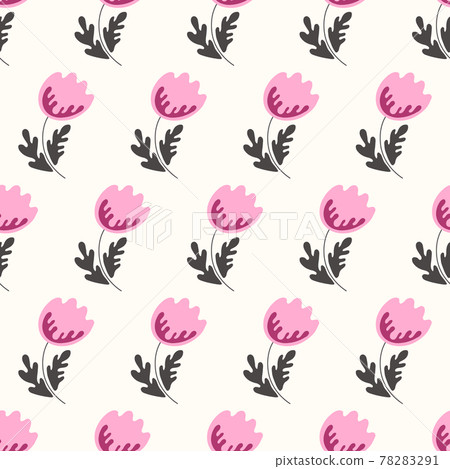 Seamless floral pattern based on traditional folk art ornaments. Colorful flowers on light background. Scandinavian style. Sweden nordic style. Vector illustration. Simple minimalistic pattern Seamless floral pattern based on traditional folk art ornaments. Colorful flowers on light background. Scandinavian style. Sweden nordic style. Vector illustration. Simple minimalistic pattern 78283291