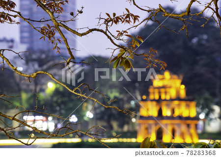 Turtle Tower, the symbol of Vietnam, at twilight period at Hoan Kiem lake (Ho Guom or Sword lake) Turtle Tower, the symbol of Vietnam, at twilight period at Hoan Kiem lake (Ho Guom or Sword lake) 78283368