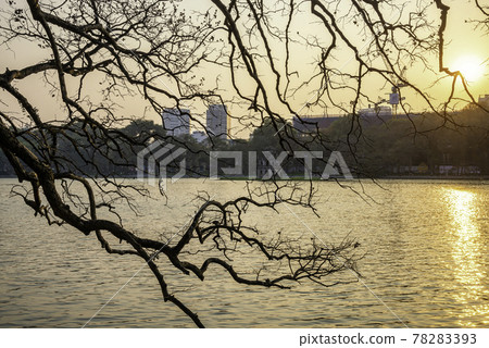 Turtle Tower, the symbol of Vietnam, at twilight period at Hoan Kiem lake (Ho Guom or Sword lake) Turtle Tower, the symbol of Vietnam, at twilight period at Hoan Kiem lake (Ho Guom or Sword lake) 78283393