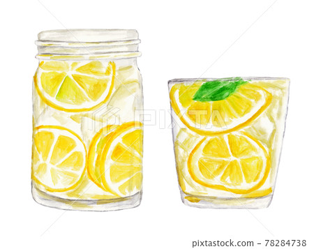 Watercolor illustration of lemon water 78284738