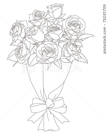 Coloring Book Of Flowers, Bouquet Of Roses - Stock Illustration [78285709]  - Pixta