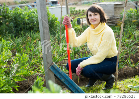 Woman working in garden 78286525