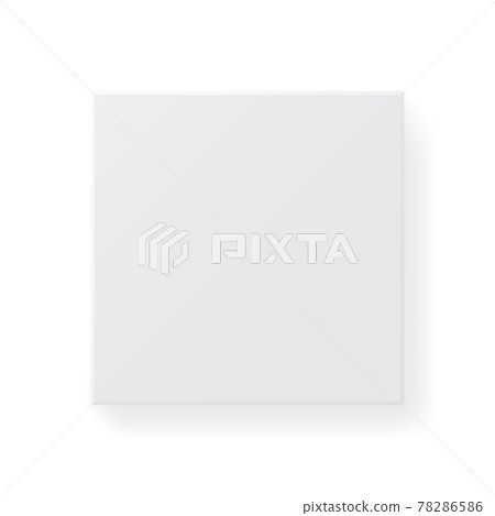 Box white mockup. Square package top view. Cardboard template with soft shadow on white backdrop. Realistic paper box. Clean container design. Vector illustration Box white mockup. Square package top view. Cardboard template with soft shadow on white backdrop. Realistic paper box. Clean container design. Vector illustration 78286586