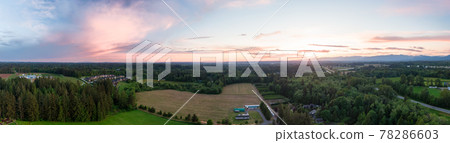 Aerial Panoramic View of Farm Fields in Fraser Valley Aerial Panoramic View of Farm Fields in Fraser Valley 78286603