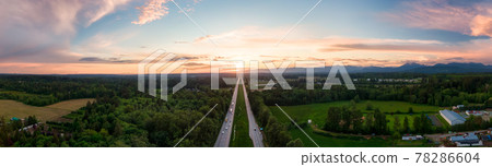 Aerial Panoramic View of Trans-Canada Highway 1 in Fraser Valley Aerial Panoramic View of Trans-Canada Highway 1 in Fraser Valley 78286604