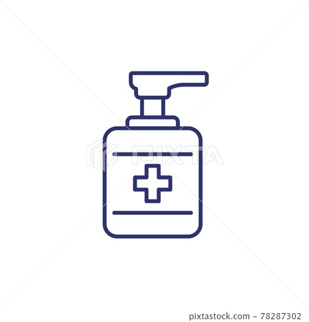 antiseptic, alcohol gel line icon on white antiseptic, alcohol gel line icon on white 78287302