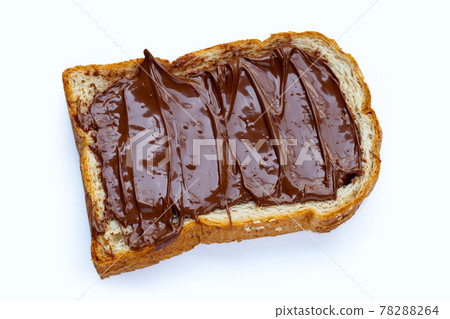 Bread with sweet chocolate hazelnut on white Bread with sweet chocolate hazelnut on white 78288264