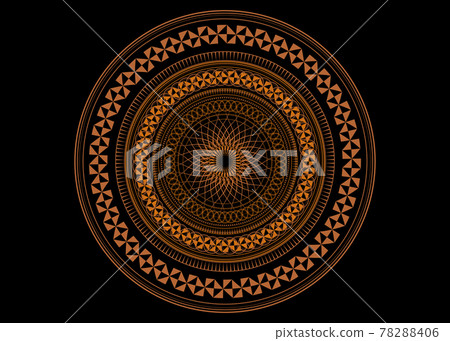Mandala Sacred Geometry symbol elements, ocher line art. Oriental pattern, vector illustration. Islam, Arabic, Indian, turkish, pakistan, chinese, ottoman motifs. Isolated on black background 78288406