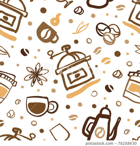 Coffee Seamless Pattern, Aroma Tasty Beverages Endless Repeating Print Can be Used for Background, Wallpaper, Textile, Packaging Design Vector Illustration 78288630