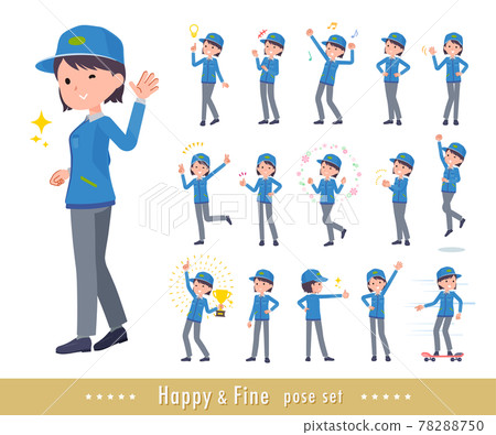 A set of female delivery staff in a cheerful pose 78288750