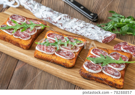 Toasts with fuet 78288857