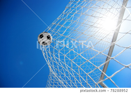 Soccer ball in the net of a goal. Soccer concept 78288952