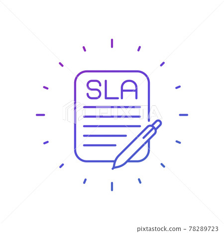 sla, service level agreement line icon on white sla, service level agreement line icon on white 78289723