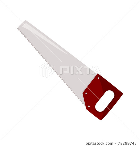 Detailed illustration of hand saw. Simple vector tool for repair isolated on white background. 78289745