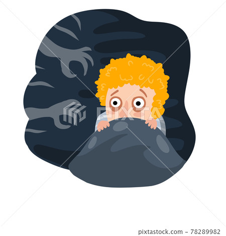 Child nightmare. Concept of night fear. Flat cartoon illustration 78289982