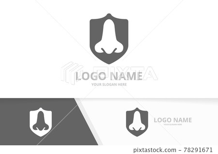 Vector nose and shield logo combination. ENT clinic, otolaryngology logotype design template. 78291671