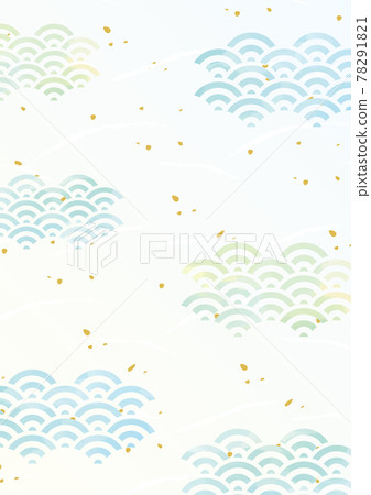 青海波浪日本紙風格水彩風格觸摸背景 78291821