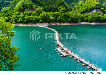 Okutama Town, Tokyo Drum Can Bridge in Lake Okutama (Floating Bridge in Mugiyama) 78293023