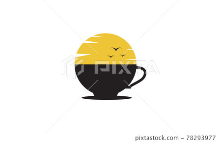 tea or coffee cup with sunset logo symbol vector icon illustration graphic design 78293977