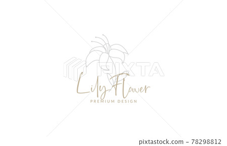 beautiful lily lines flower logo symbol vector... - Stock Illustration ...