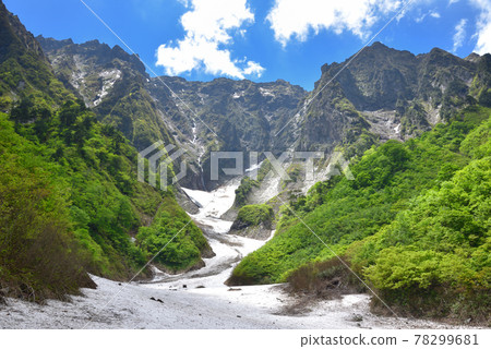 Tanigawadake Ichino Kurasawa Ichinosawa 從一之澤看到的初夏雪谷和岩壁 78299681