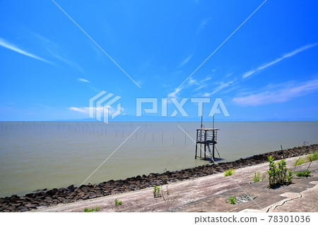 夏天的有明海、藍天和雲彩 夏天的有明海、藍天和雲彩 78301036