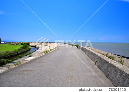 Ariake Sea view embankment blue sky and clouds Ariake Sea view embankment blue sky and clouds 78301320