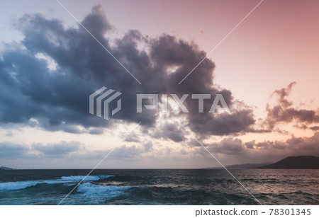 Stormy Sea is under dramatic cloudy sky 78301345
