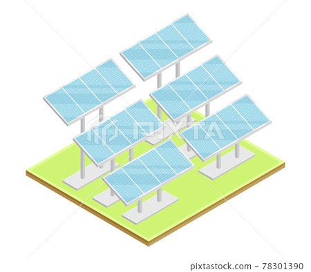 Solar Panel or Photo-voltaic Module as Ecological Resource of Electric Power Isometric Vector Illustration 78301390