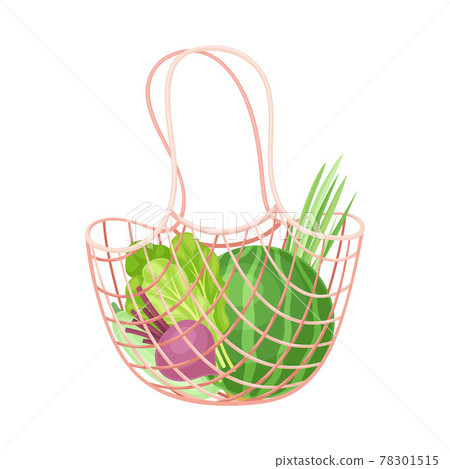 String Reusable Bag with Grocery Products as…-插圖素材 [78301515] - PIXTA圖庫