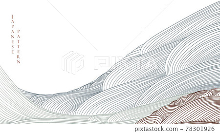 Abstract landscape background with line art pattern vector. Mountain forest banner design with curve decoration in vintage style. Abstract landscape background with line art pattern vector. Mountain forest banner design with curve decoration in vintage style. 78301926