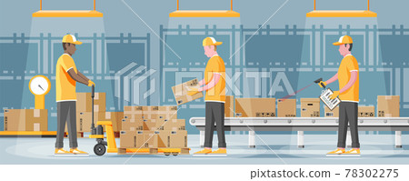 Conveyor Belt Machine Concept in Warehouse. Conveyor Belt Machine Concept in Warehouse. 78302275